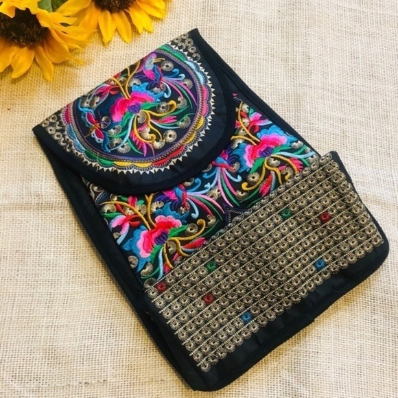Embroidered Floral Boho Hippie Backpack - Picture 2 of 16